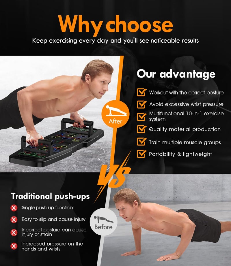 MQRW Push Up Board Home Gym Portable Exercise Equipment Pilates Bar and 20 Fitness Accessories with Resistance Bands and Ab Roller Wheel Full Body Workout at Home - Image 5